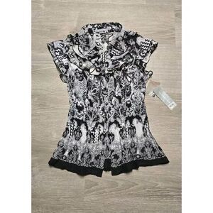 NY Collection Women's Black White Paisley Pattern Size Large New With Tags